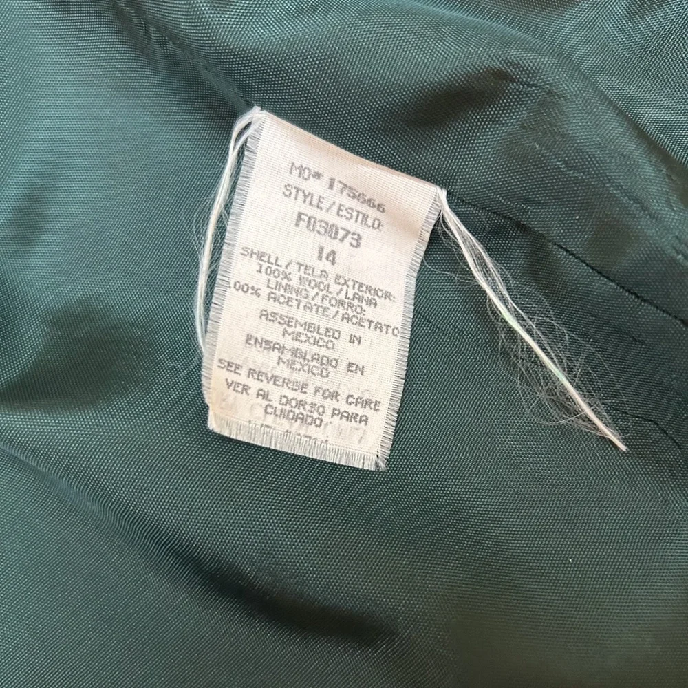 VINTAGE SAG HARBOR Hunter Green Wool Single Button Blazer - sz 14 - M - Picture 8 of 9